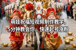 萌娃祝福短视频制作教学，5分钟教会你，快速起号涨粉-21资源库