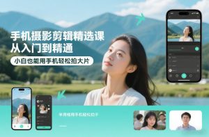 手机摄影剪辑精选课，从入门到精通，小白也能用手机轻松拍大片-21资源库