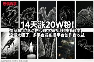 14天涨20W粉！情绪放大镜动物心理学短视频制作教学，流量太猛了，多平台发布撸平台创作者收益-21资源库
