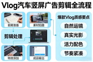 Vlog感觉汽车竖屏广告剪辑脚本全流程，拿捏爆款Vlog质感-21资源库