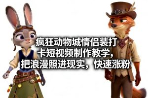 疯狂动物城情侣装打卡短视频制作教学，把浪漫照进现实，快速涨粉-21资源库