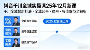 抖音千川全域全域实操课25年12月新课，千川全域最新打法，全域起号，稳号，投流细节全部都有-21资源库