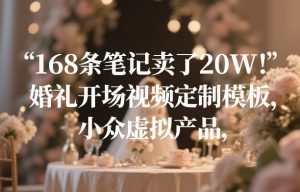 168条笔记卖了20W！婚礼开场视频定制模板，小众虚拟产品-21资源库