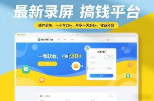 最新录屏搞钱平台，操作简单，一看就会，一小时30+，号多一天3张+，收益秒到【揭秘】-21资源库