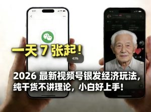 2026最新视频号银发经济玩法，轻松每天7张起，小白也可做-21资源库