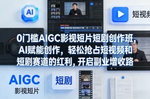 0门槛AIGC影视短片短剧创作班，AI赋能创作，轻松抢占短视频和短剧赛道的红利，开启副业增收路-21资源库