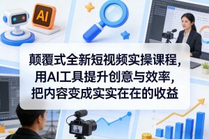 颠覆式全新短视频实操课程，用AI工具提升创意与效率，把内容变成实实在在的收益-21资源库