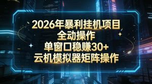 2026开年暴力挂G项目全自动操作单窗口稳賺30＋云机-模拟器挂G掘金可批量矩阵操作【揭秘】-21资源库