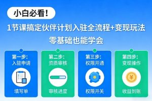 小白必看！1节课搞定伙伴计划入驻全流程+变现玩法，零基础也能学会-21资源库