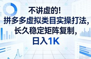 不讲虚的！拼多多虚拟类目实操打法，长久稳定矩阵复制，日入1K【揭秘】-21资源库