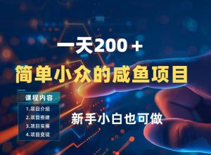 一天收入2张，一个简单小众的咸鱼项目，0门槛小白也能做-21资源库