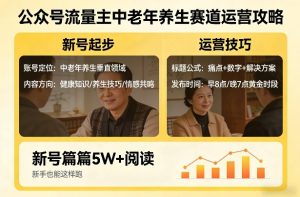 公众号流量主中老年养生赛道，新号篇篇5W+阅读，新手也能这样跑-21资源库