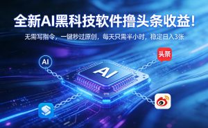 全新AI黑科技软件撸头条收益！无需写指令，一键秒过原创，每天只需半小时，稳定日入3张【揭秘】-21资源库