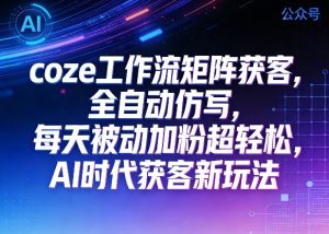 公众号coze工作流矩阵获客，全自动仿写，每天被动加粉超轻松，AI时代获客新玩法-21资源库