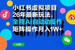 小红书虚拟项目26年最新玩法，全程AI自动操作，矩阵操作月入1W＋【揭秘】-21资源库