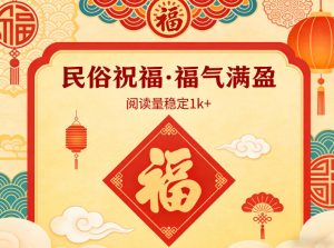 公众号流量主之民俗祝福赛道，选题不愁，结构固定，阅读稳定1w+-21资源库
