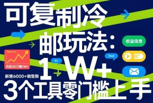 可复制冷邮件玩法：月投50刀賺1W+，新增6000+销售额，3个工具零门槛上手-21资源库