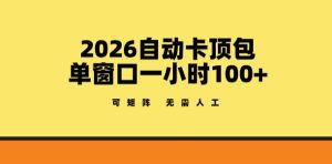 2026自动卡顶包玩法，单窗口一小时100+，可矩阵操作，无需人工【揭秘】-21资源库