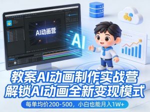 教案AI动画制作实战营，解锁AI动画全新变现模式，每单均价200-500，小白也能月入1W+-21资源库