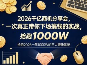 2026千亿商机分享会，一次真正带你下场搞钱的实战，抢跑2026一年1000W的三大賺钱系统-21资源库