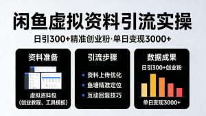 靠闲鱼虚拟资料引流，日引300+精准创业粉，单日变现3k+实操【揭秘】-21资源库