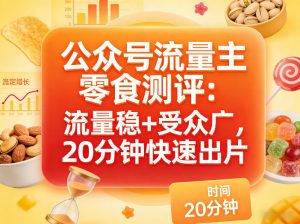 公众号流量主之零食测评赛道，流量稳+受众广，20分钟一条作品-21资源库