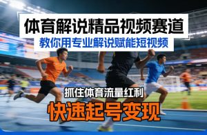 体育解说精品视频赛道，教你用专业解说赋能短视频，抓住体育流量红利，快速起号变现-21资源库