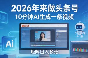 2026年来做头条号，10分钟AI生成一条视频，矩阵日入多张-21资源库