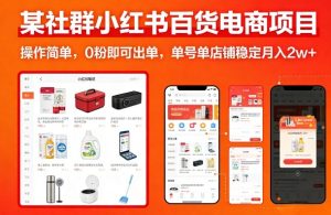 某社群小红书百货电商项目，操作简单，0粉即可出单，单号单店铺稳定月入2w+-21资源库