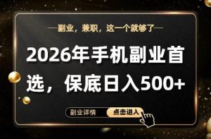 26年手机副业项目首推,单账号保底日入5张+,可矩阵放大【揭秘】-21资源库