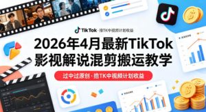 26年4月最新TikTok影视解说混剪搬运教学,过中过原创,撸TK中视频计划收益-21资源库