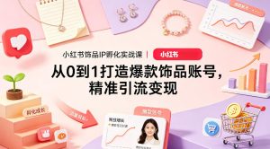 小红书饰品IP孵化实战课｜从0到1打造爆款饰品账号，精准引流变现-21资源库