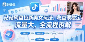 B站网盘拉新美女玩法，收益很稳定，流量大，全流程拆解-21资源库