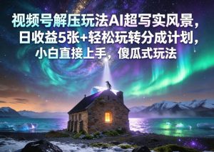 视频号解压玩法AI超写实风景，日收益5张+轻松玩转分成计划，小白直接上手，傻瓜式玩法-21资源库