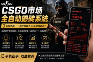 24小时自动监控CS饰品市场，手机即可完成全部操作实现自动搬砖盈利，日入300+【揭秘】-21资源库