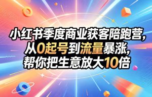 小红书季度商业获客陪跑营,从0起号到流量暴涨,帮你把生意放大10倍-21资源库