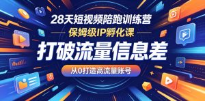 28天短视频陪跑训练营,保姆级IP孵化课,打破流量信息差,从0打造高流量账号-21资源库