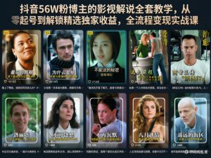 抖音56W粉博主的影视解说全套教学，从零起号到解锁精选独家收益，全流程变现实战课-21资源库