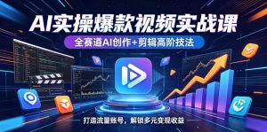 AI实操爆款视频实战课，全赛道AI创作+剪辑高阶技法，打造流量账号，解锁多元变现收益-21资源库