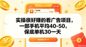 实操很好做的看广告项目，一部手机平均40-50，保底30单机一天【揭秘】-21资源库