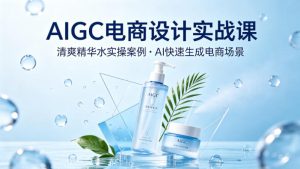 AIGC电商设计实战课，以清爽精华水为实操案例，教你用AI快速生成电商场景-21资源库