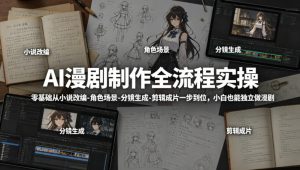 AI漫剧制作全流程实操，零基础从小说改编-角色场景-分镜生成-剪辑成片一步到位，小白也能独立做漫剧-21资源库