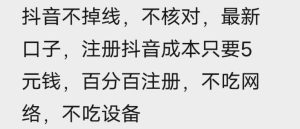 苹果手机抖音无限注册技术，不掉线不核对丨效果自测-21资源库