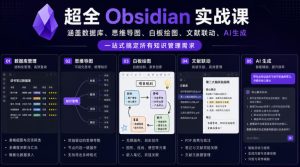 超全Obsidian实战课，涵盖数据库、思维导图、白板绘图、文献联动、AI生成，一站式搞定所有知识管理需求-21资源库