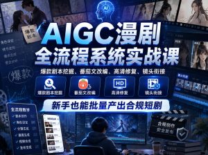 AIGC漫剧全流程系统实战课,爆款剧本挖掘、番茄文改编、高清修复、镜头衔接,新手也能批量产出合规短剧-21资源库