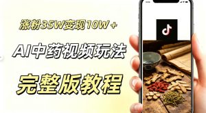 用ai做中药视频,涨粉35.8W,分成计划+橱窗累计变现10W+-21资源库