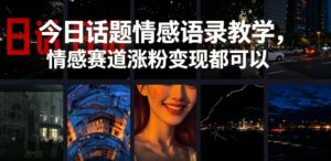今日话题情感语录教学，情感赛道涨粉变现都可以-21资源库