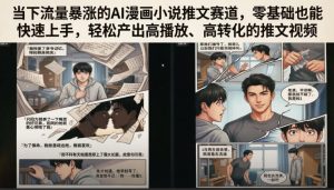 当下流量暴涨的AI漫画小说推文赛道，零基础也能快速上手，轻松产出高播放、高转化的推文视频-21资源库