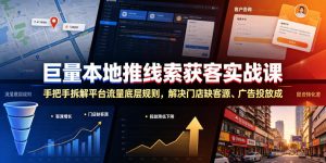 巨量本地推线索获客实战课，手把手拆解平台流量底层规则，解决门店缺客源、广告投放成本高、留资转化差等痛点-21资源库
