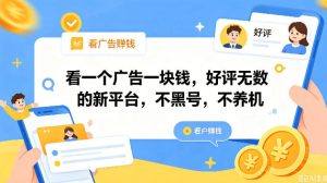 看一个广告一块钱，好评无数的新平台，不黑号，不养机，一撸几十块钱还是不错的【揭秘】-21资源库